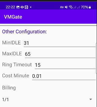 VMGate settings screen 4 - Additional configuration